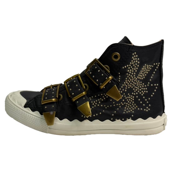 Chloé Nietenbesetzte High-Top-Sneaker aus schwarzem Leder - Image 4