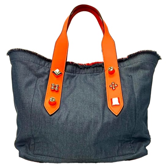 Christian Louboutin Frangibus Tote Bag aus marineblauem Denim - Image 2
