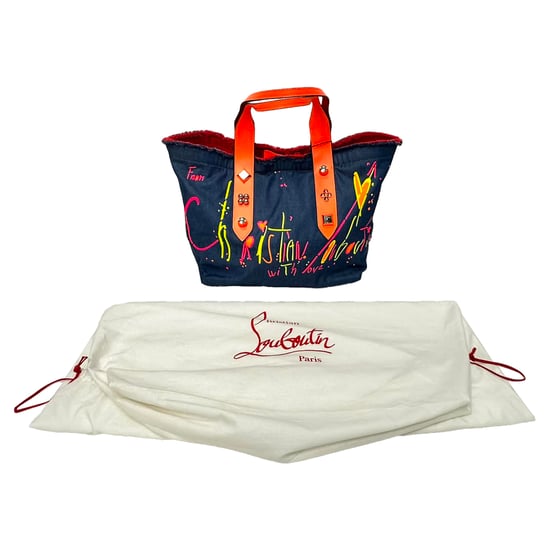 Christian Louboutin Frangibus Tote Bag aus marineblauem Denim - Image 6