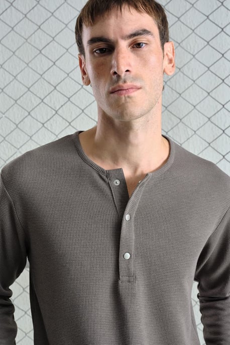 Slim Fit Button-Kragen Langarm-T-Shirt - Image 2