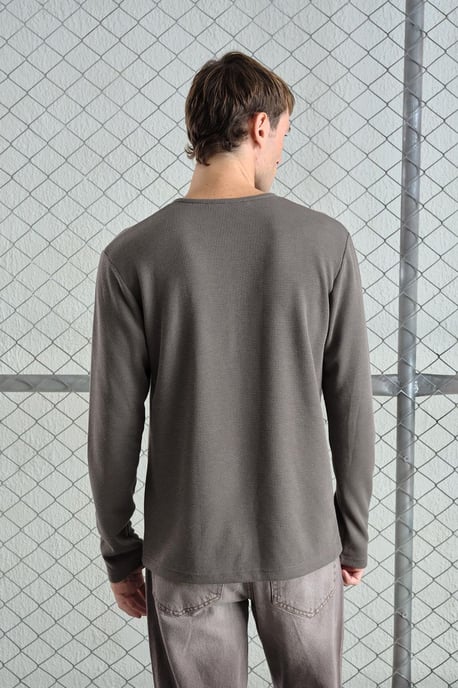 Slim Fit Button-Kragen Langarm-T-Shirt - Image 3