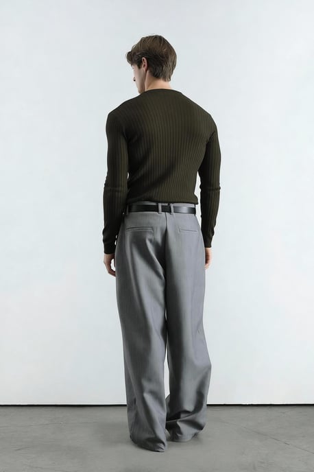 Slim Fit Button-Kragen Langarm-T-Shirt - Image 3