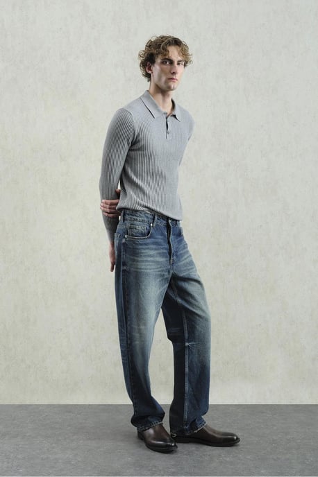 Slim Fit Ripp-Polo-T-Shirt - Image 2