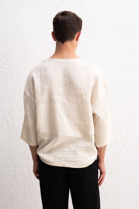 Muslin Rundhalsausschnitt Langarm-T-Shirt - Image 4