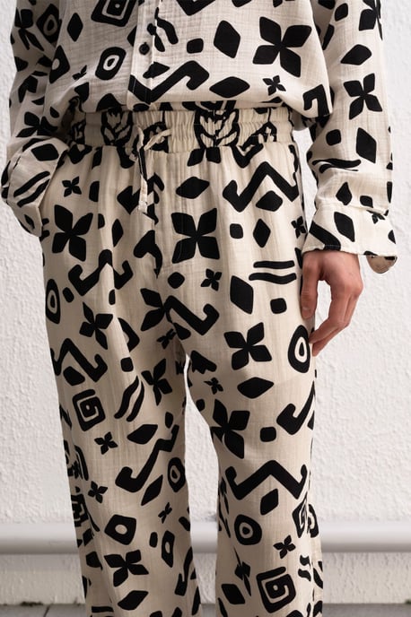 Etnischer Druck Lässige Weite Beinhose - Image 2
