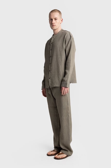 Giesto Texturiertes Langarmshirt mit Rundhalsausschnitt - Khaki - Image 5