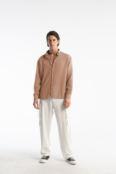 Übergroßes Button-Down Langarmhemd - Image 1