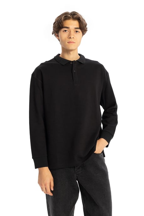 Regular Fit Polo-Kragen Knopf T-Shirt - Image 1