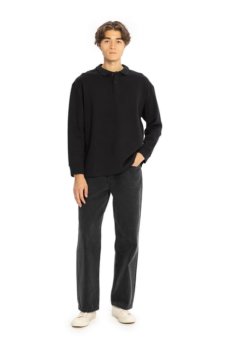 Regular Fit Polo-Kragen Knopf T-Shirt - Image 2
