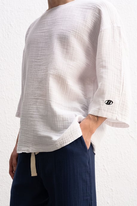 Muslin Rundhals Langarmshirt - Image 2