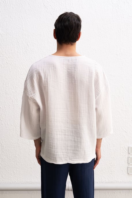 Muslin Rundhals Langarmshirt - Image 3