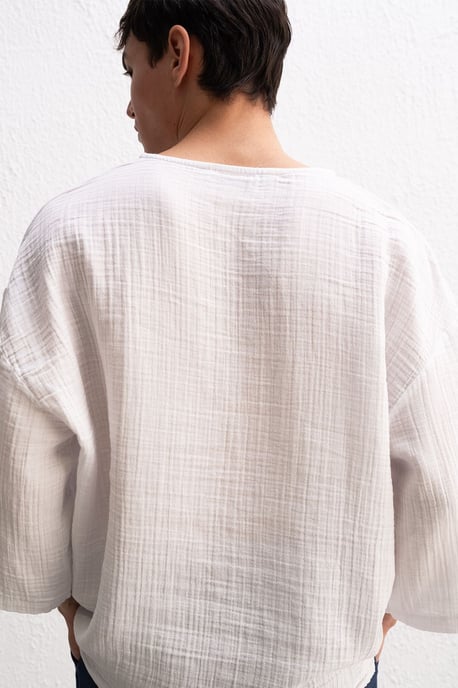 Muslin Rundhals Langarmshirt - Image 4
