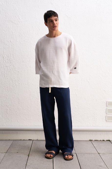 Muslin Rundhals Langarmshirt - Image 5