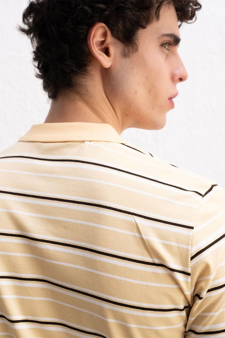 Gestreiftes Polo-Kragen-Knopf-T-Shirt - Image 2