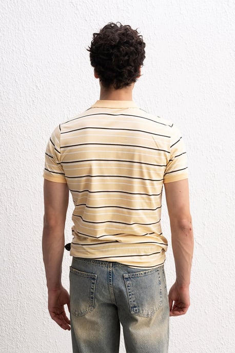 Gestreiftes Polo-Kragen-Knopf-T-Shirt - Image 5