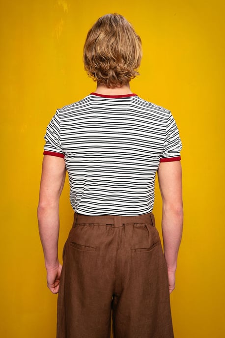 Slim Fit Gestreiftes Rundhals-T-Shirt - Image 4