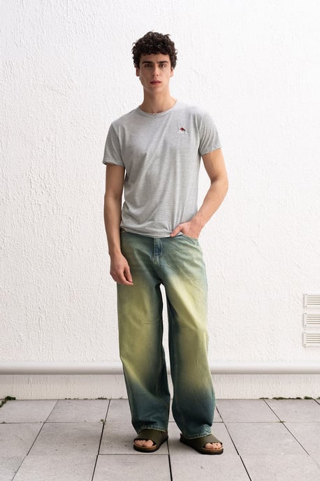 Gesticktes gestreiftes Rundhals-T-Shirt - Image 3