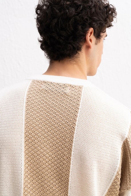 Gestreiftes Strickwaren Rundhals-T-Shirt - Image 5