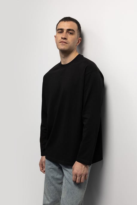 Comfort Fit Langarm Crew Neck T-Shirt - Image 1