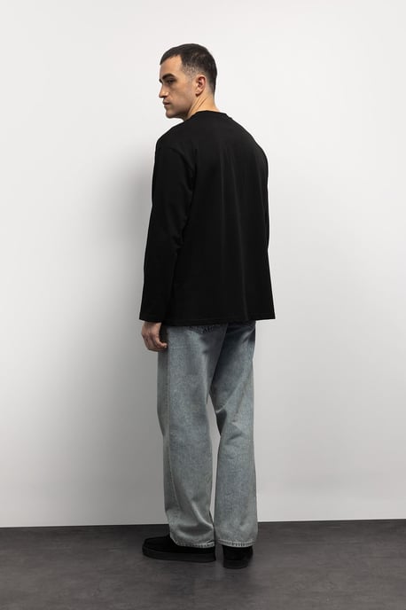 Comfort Fit Langarm Crew Neck T-Shirt - Image 3