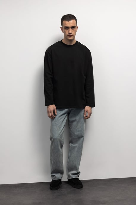 Comfort Fit Langarm Crew Neck T-Shirt - Image 4