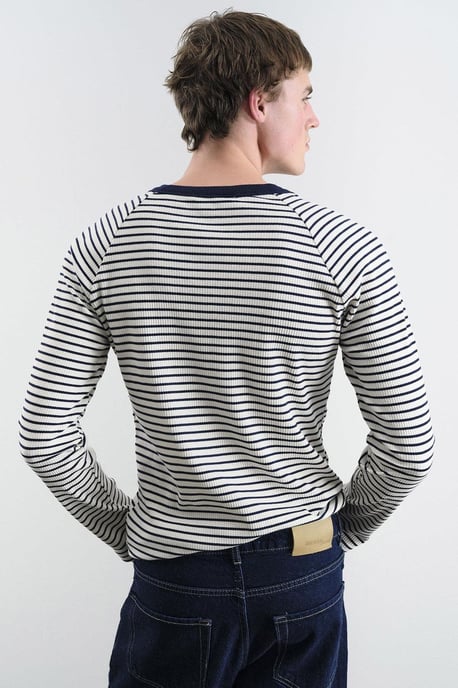 Slim Fit gestreiftes Button-Kragen T-Shirt - Image 2