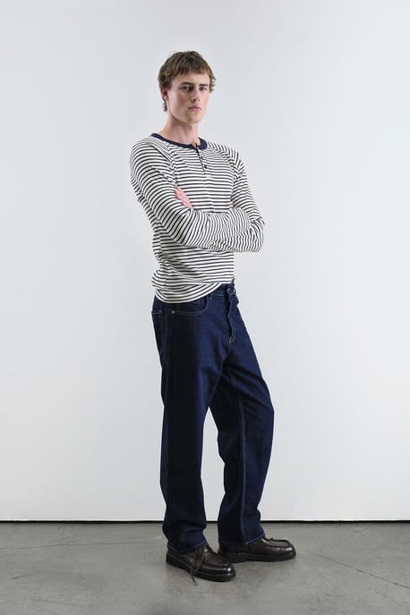 Slim Fit gestreiftes Button-Kragen T-Shirt - Image 3