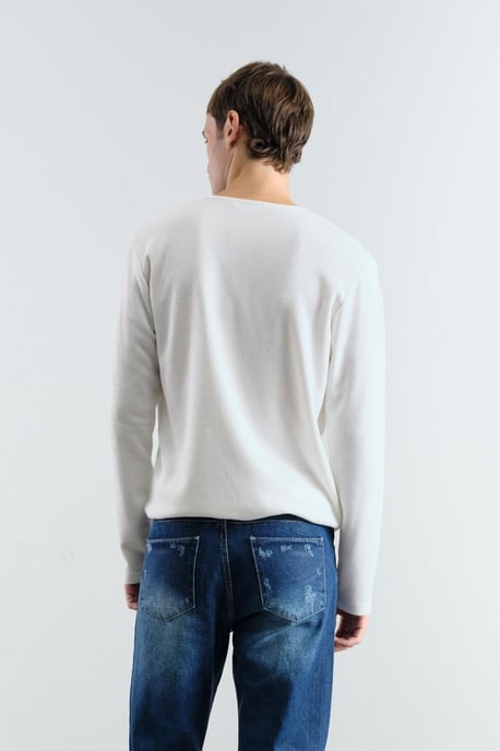 Slim Fit Button-Kragen Langarm-T-Shirt - Image 4