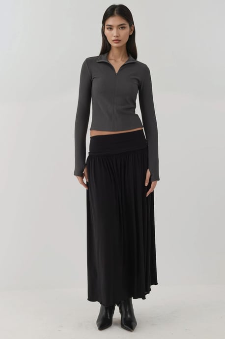 Fitted Langarm-Polo-Active-Top mit Reißverschluss - Image 2