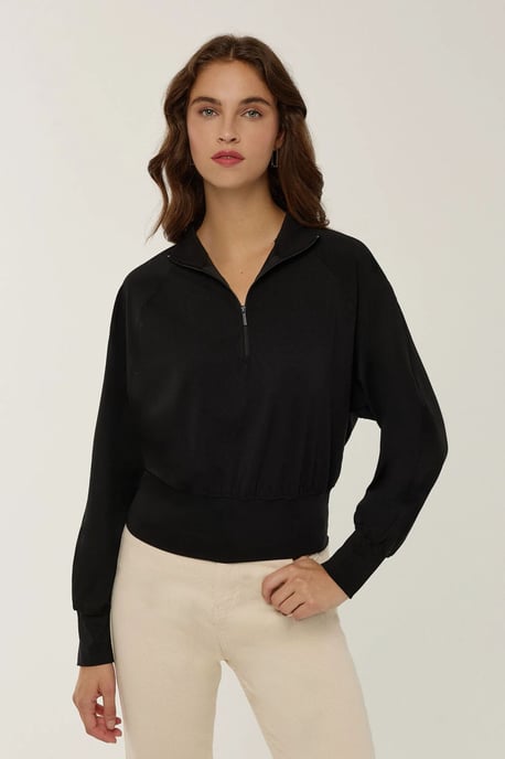 Lässiges Fit Reißverschluss-Kragen Aktiv-Shirt - Image 1