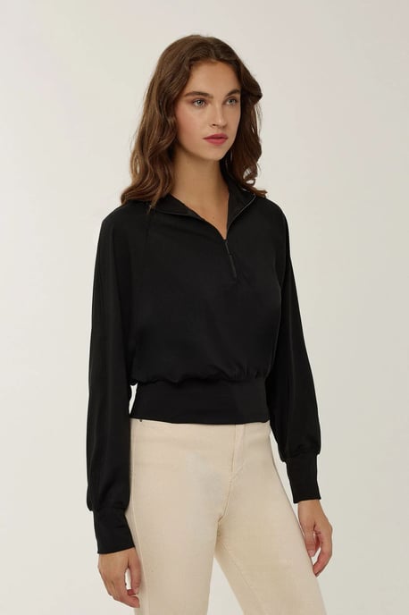 Lässiges Fit Reißverschluss-Kragen Aktiv-Shirt - Image 3