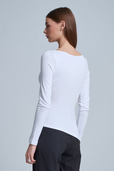 Slim-Fit Bootsausschnitt Langarmbluse - Image 3