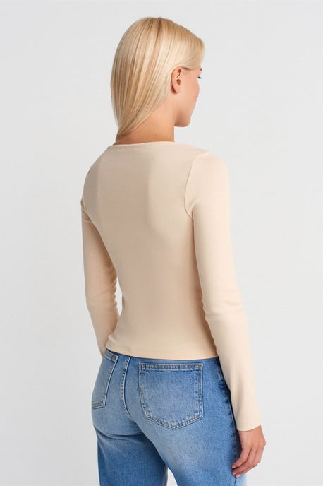 Schmale Passform Bluse aus Baumwollmischung mit Reißverschluss - Image 2