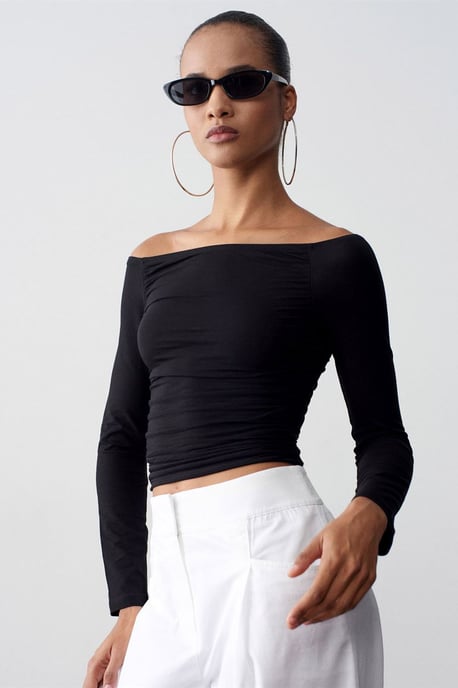 Schulterfreie Slim Fit Strickbluse - Image 3