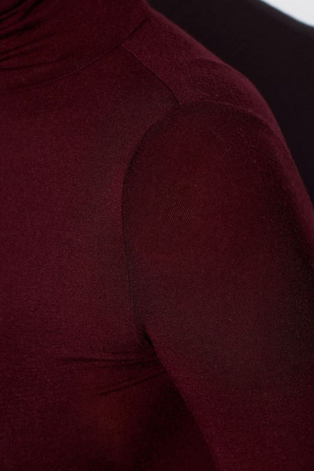Schlanke Passform Rollkragen-Jersey-Bluse - Image 4
