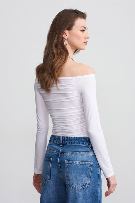 Schulterfreie Slim Fit Strickbluse - Image 2