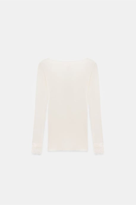 Slim Fit V-Ausschnitt Spitzenbluse - Image 6