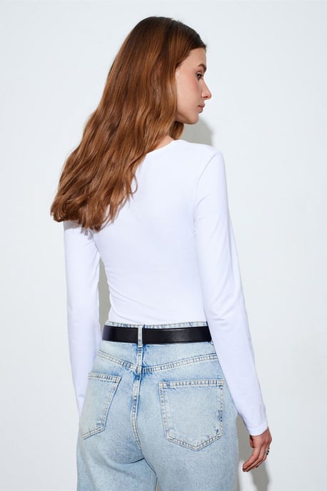 Slim Fit V-Ausschnitt Jersey-Bluse - Image 2
