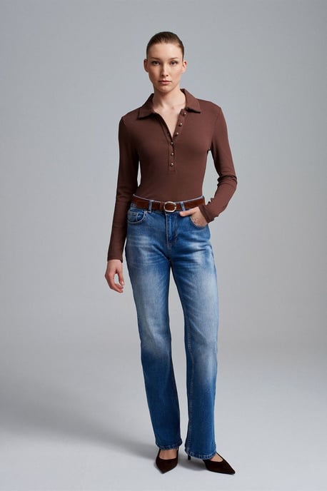 Damen Slim-Fit Polo-Bluse - Image 4