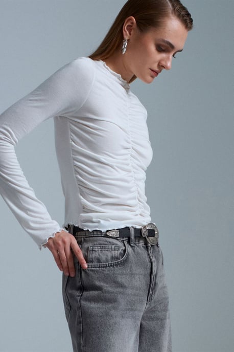 Slim Fit Langarm-Jerseybluse - Image 1