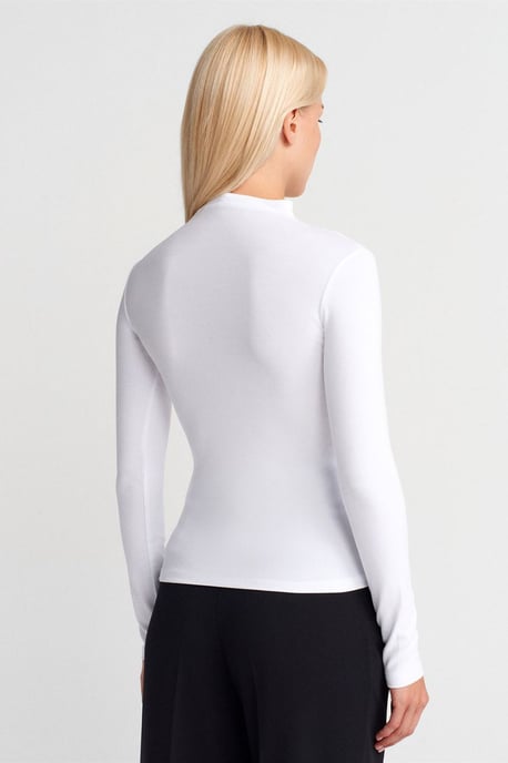 Slim Fit Langarm-Halbrollkragenoberteil - Image 2