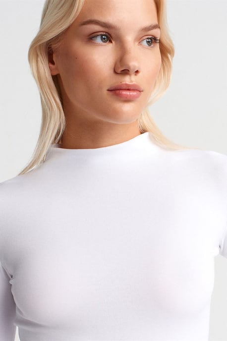 Slim Fit Langarm-Halbrollkragenoberteil - Image 3