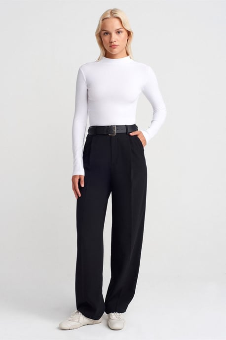 Slim Fit Langarm-Halbrollkragenoberteil - Image 4