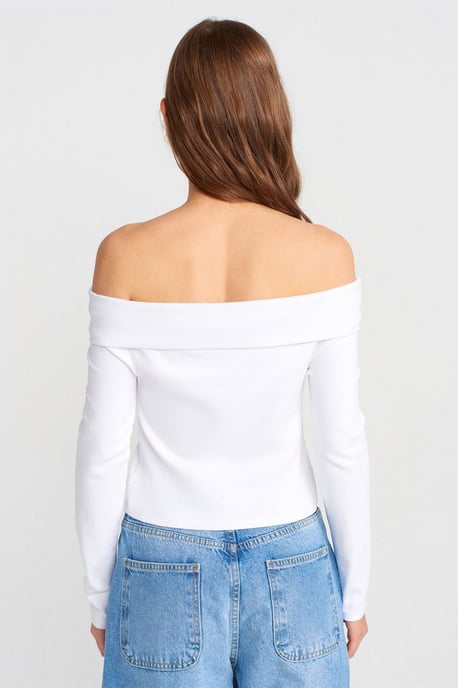 Schulterfreie Slim Fit Strickbluse - Image 2
