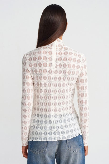 Schlankes Spitze-Turtleneck-Bluse - Image 2