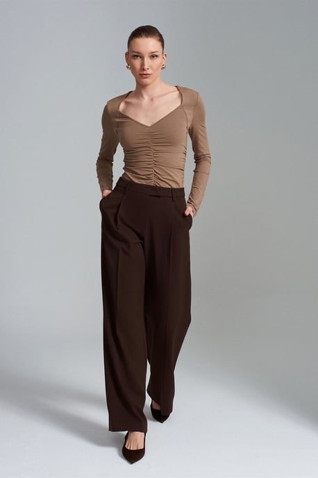 Schmale Passform V-Ausschnitt Jersey-Bluse - Image 4