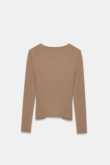 Schmale Passform V-Ausschnitt Jersey-Bluse - Image 6