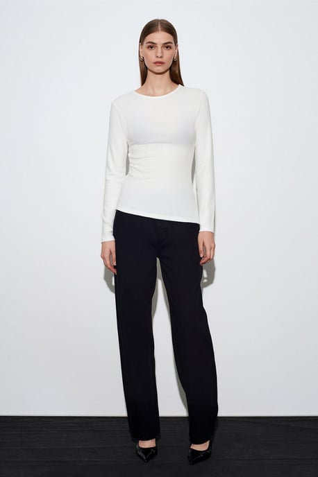 Slim Fit Langarm-Jerseybluse - Image 1