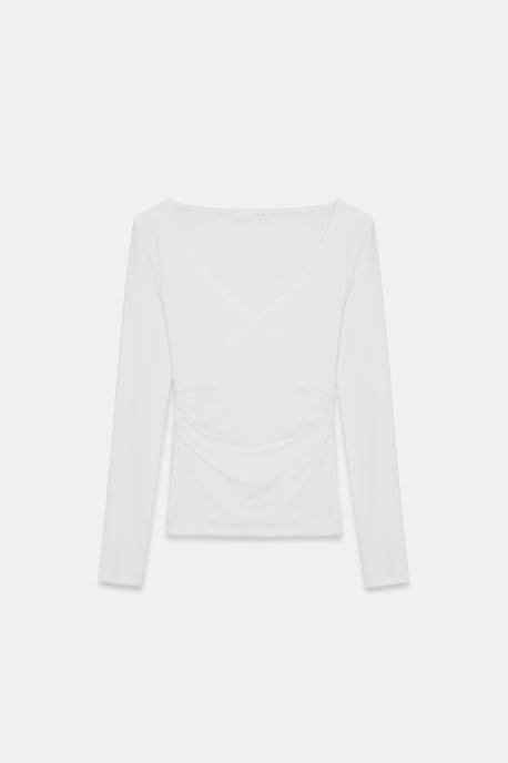 Schmale Passform V-Ausschnitt Strickbluse - Image 5