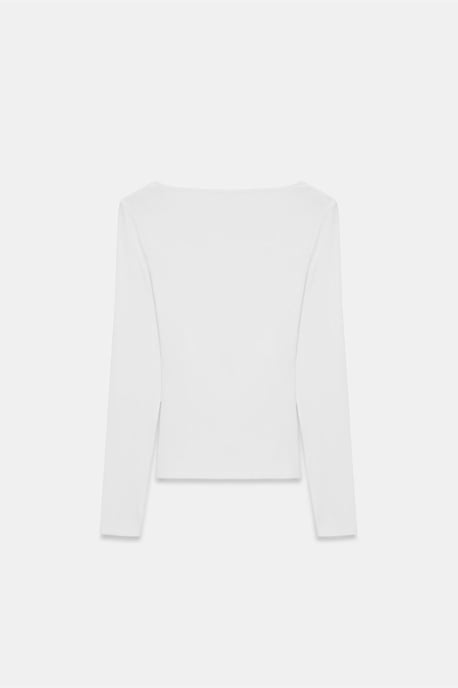 Schmale Passform V-Ausschnitt Strickbluse - Image 6